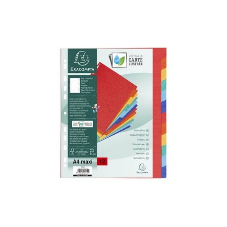 Exacompta intercalaires en carton, a4+, 6 touches