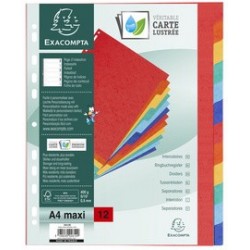 Exacompta intercalaires en carton, a4+, 12 touches
