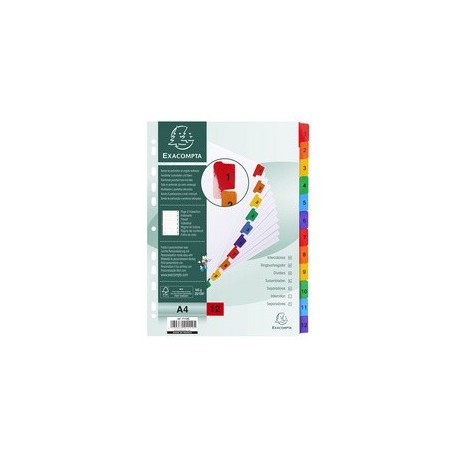 Exacompta intercalaires en carton 1-12, a4, 12 touches