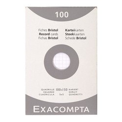 Exacompta fiches bristol, 100 x 150 mm, quadrillé, blanc