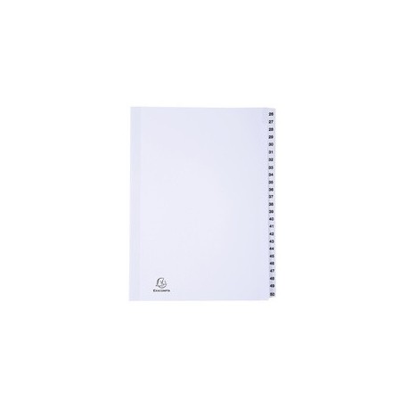 Exacompta intercalaires en carton 26 - 50, a4, blanc