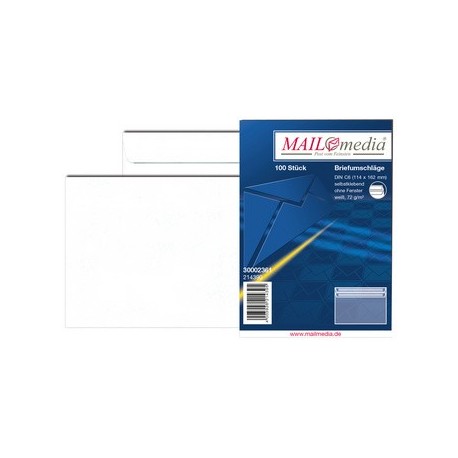 Mailmedia enveloppe offset, c6, sans fenêtre, blanc