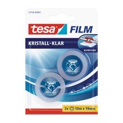 Tesa film ruban adhésif transparent, 2 rouleaux, 19 mm x10 m