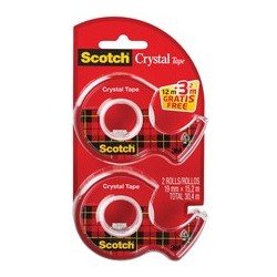 Scotch dévidoir à main crystal, transparent, pack économique