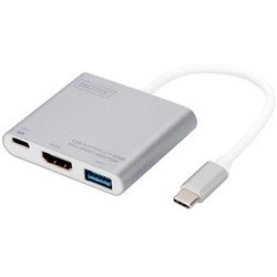 Digitus adaptateur multiports usb 3.0, usb-c - hdmi, argent