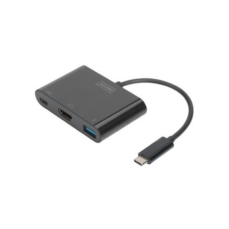 Digitus adaptateur multiports usb 3.1, usb-c - usb-c/hdmi