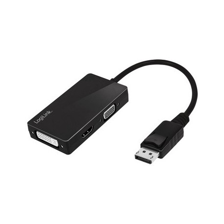 Logilink displayport 4k vers adaptateur dvi/hdmi/vga, noir