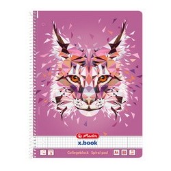 Herlitz cahier à spirales wild animals "lynx", a4, quadrillé