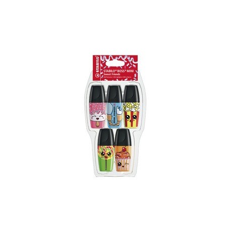 Stabilo surligneur boss mini sweet friends, étui de 5