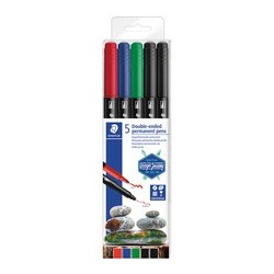 Staedtler feutre double pointe permanent, étui de 5