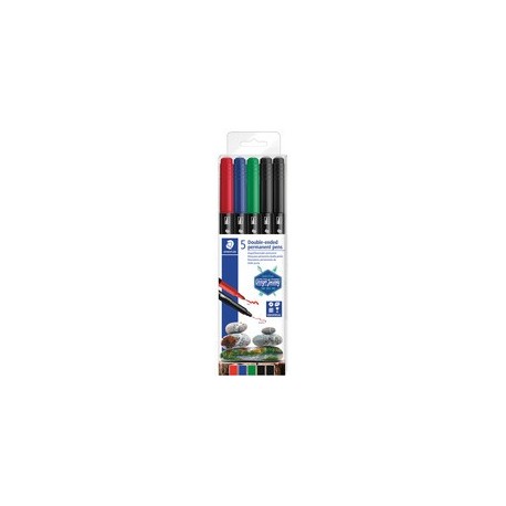 Staedtler feutre double pointe permanent, étui de 5