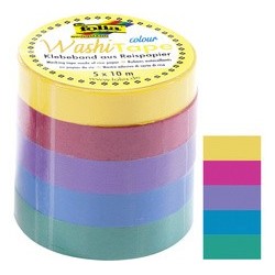 Folia ruban adhésif décoratif washi-tape uni basic, kit de 5