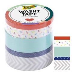 Folia ruban adhésif décoratif washi-tape fluo jaune kit de 5
