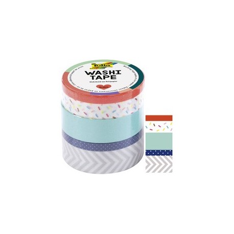 Folia ruban adhésif décoratif washi-tape fluo jaune kit de 5