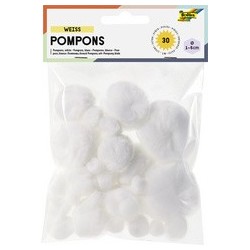 Folia pompons, 30 pièces, blanc