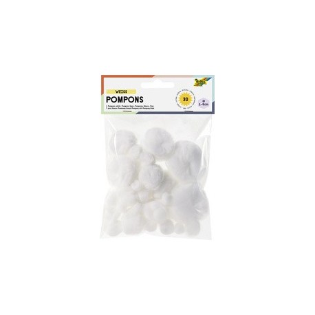 Folia pompons, 30 pièces, blanc
