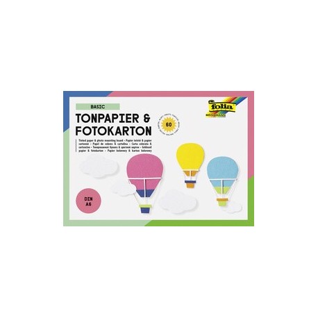 Folia bloc papier dessin teinté/carton bricolage basic, a6