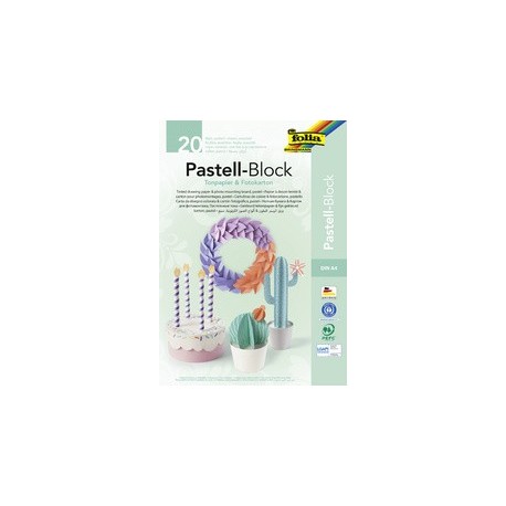 Folia bloc papier dessin teinté/carton photos pastel, a4