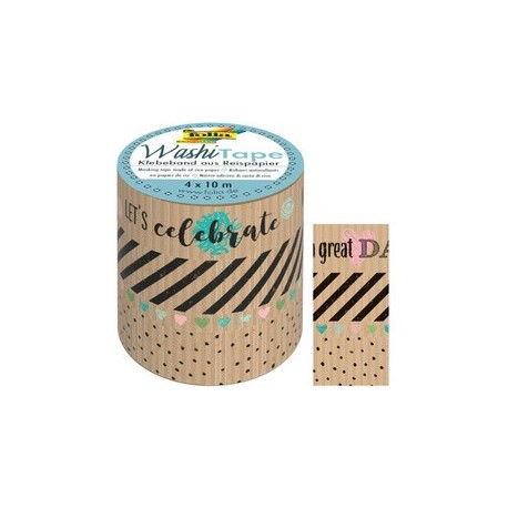 Folia ruban adhésif déco washitape papier kraft ii, kit de 4