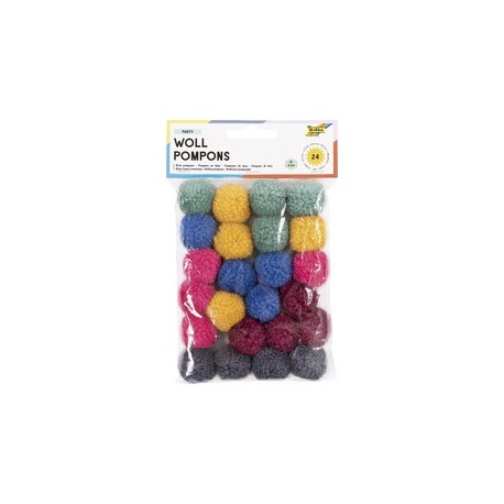 Folia pompon en laine "pastell", 24 pièces, assorti