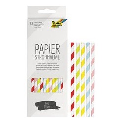 Folia paille en papier "pastel stripes", longueur : 200 mm