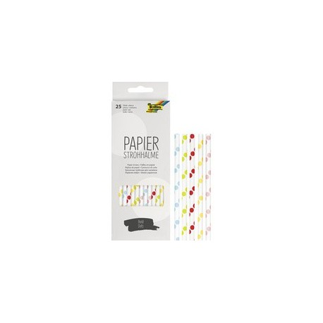 Folia paille en papier "pastel dots", longueur : 200 mm