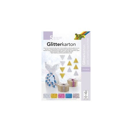 Folia carton à paillettes "gros", 174 x 245 mm, 300 g/m2