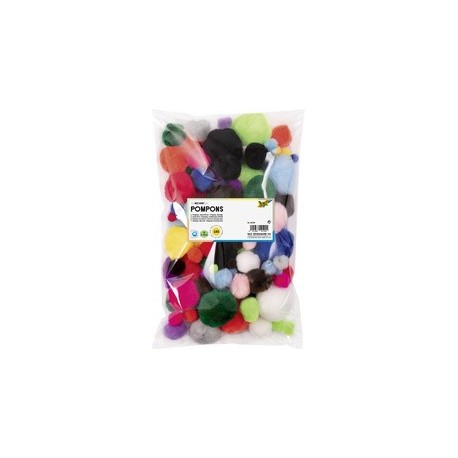 Folia pompons, 100 pièces, tailles et couleurs assorties