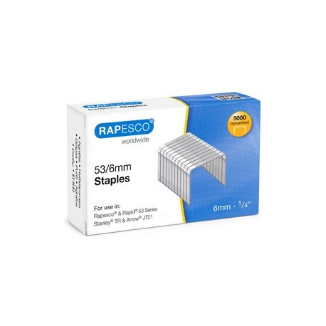 Rapesco agrafe optima 53/8, 5.000 pièces, galvanisé