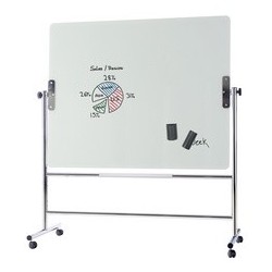Bi-office tableau en verre, magnétique, mobile, pivotant
