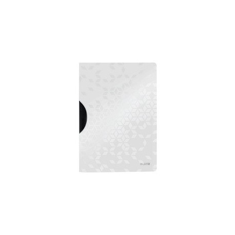 Leitz chemise à clip wow colorclip, a4, pp, blanc métallisé