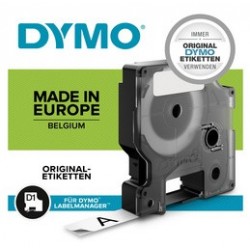 Dymo cassette de ruban à étiqueter d1 noir/blanc,12mm x 5,5m