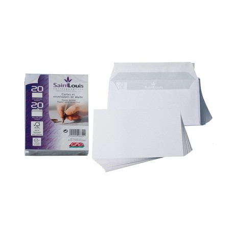 Gpv kit de 20 cartes et 20 enveloppes saint louis, blanc