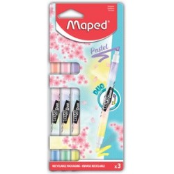 Maped surligneur fluo'peps pen duo pastel, blister de 3