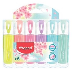 Maped surligneur fluo'peps classic pastel, étui de 6