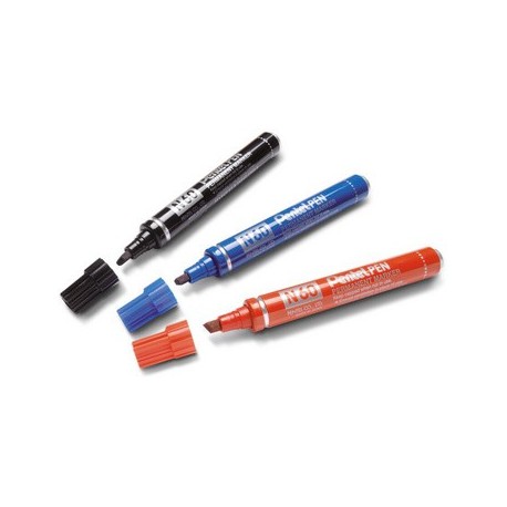 Pentel marqueur permanent n60, pointe biseautée, étui de 4
