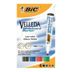 Bic marqueur pour tableaux blancs velleda 1701, blister de 4