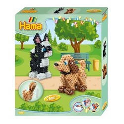 Hama perles à repasser midi 3d "chien & chat", boîte cadeau