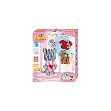 Hama perles à repasser midi "chat habillé", boîte cadeau