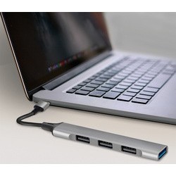 Logilink slim hub usb 3.0, 4 ports, boîtier aluminium, gris