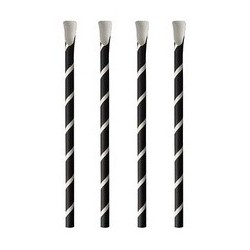 Papstar paille en papier avec cuiller "pure", 200 mm, blanc