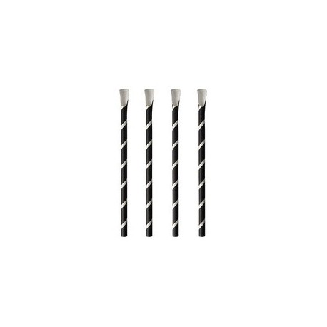 Papstar paille en papier avec cuiller "pure", 200 mm, blanc