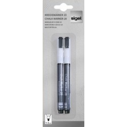 Sigel marqueur craie 20, pointe ogive: 1 - 2 mm, blanc