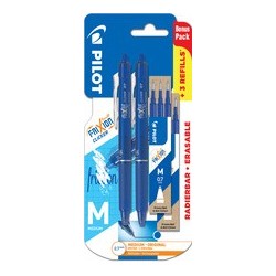 Pilot stylo roller frixion ball clicker 07, pack promo, bleu