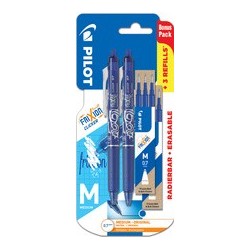 Pilot stylo roller frixion ball clicker 07, pack promo, bleu