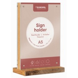 Europel présentoir de table deluxe, a6 portrait, socle bois