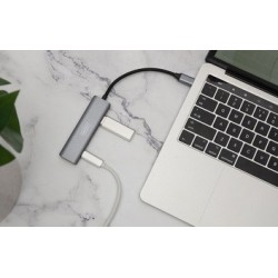 Digitus hub usb-c, 4 ports, 2x usb a + 2x usb-c, gris foncé