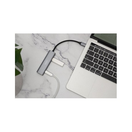 Digitus hub usb-c, 4 ports, 2x usb a + 2x usb-c, gris foncé