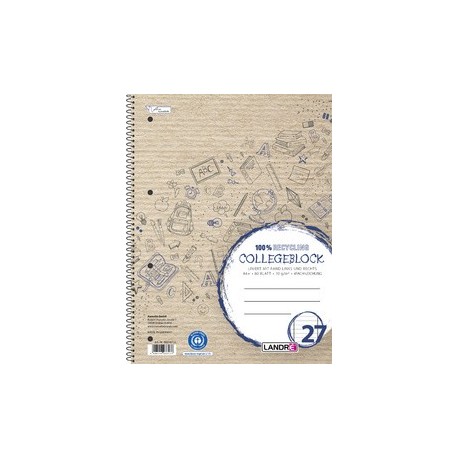 LandrÉ cahier à spirale recycling, a4, quadrillé, 160 pages