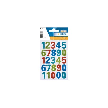 Herma stickers chiffres magic glittery 0-9, imprimé en